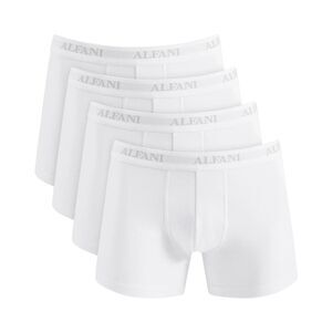 ALFANI Boxer Briefs Mens Small Solid White 4-Pack 100% Cotton Trunk Tagless Logo